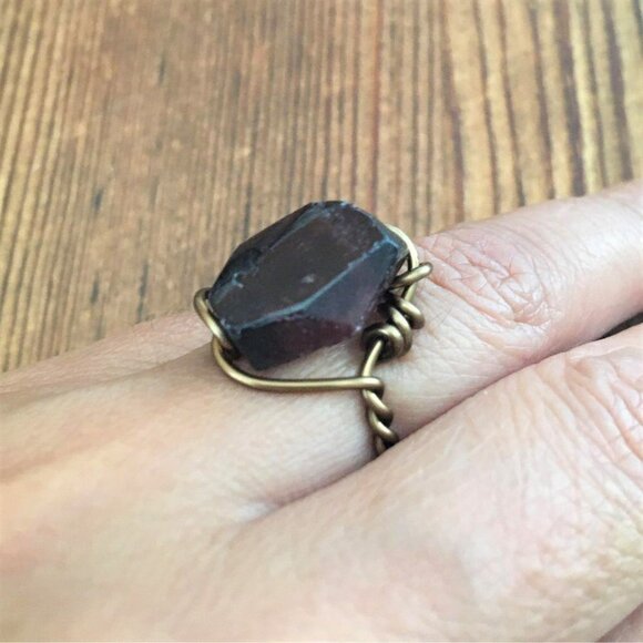 Garnet Nugget Ladies Wire Wrap Ring, Handmade Ladies Rings - Picture 5 of 5